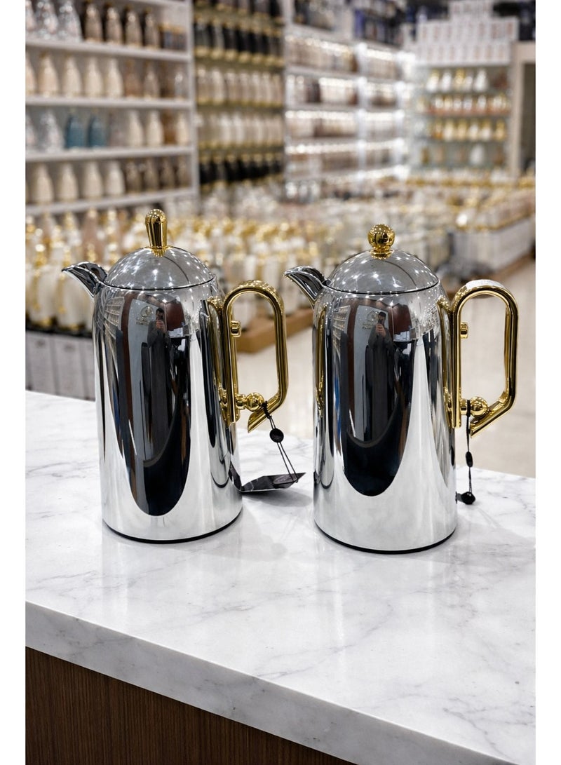 Rema Attractive Coffee and Tea Fridge Thermos Set with Elegant Design Silver 1L - Image 2